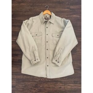 Levi Strauss & Co Mens Canvas Shacket Jacket Tan Utility Chore Fleece Lined XL